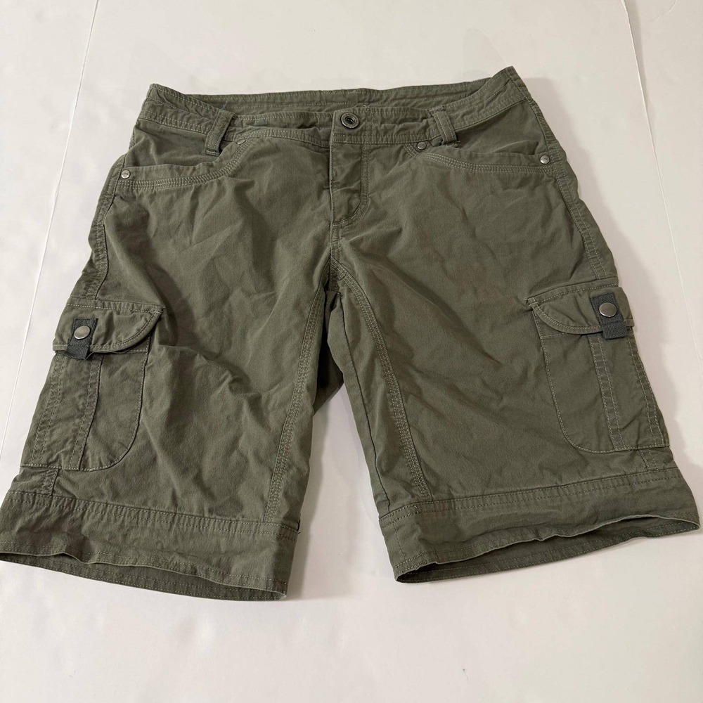 Kuhl Womens Cargo Shorts Olive Green Hiking Outdoor Multi Pocket Size 8